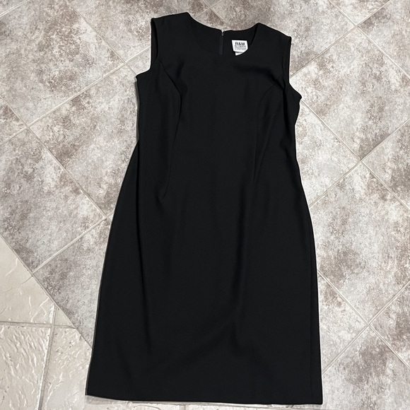 R & M Richards Karen Kwong Sleeveless Black Midi Dress Scoop Neck Sz 10 Stretchy - Picture 3 of 11